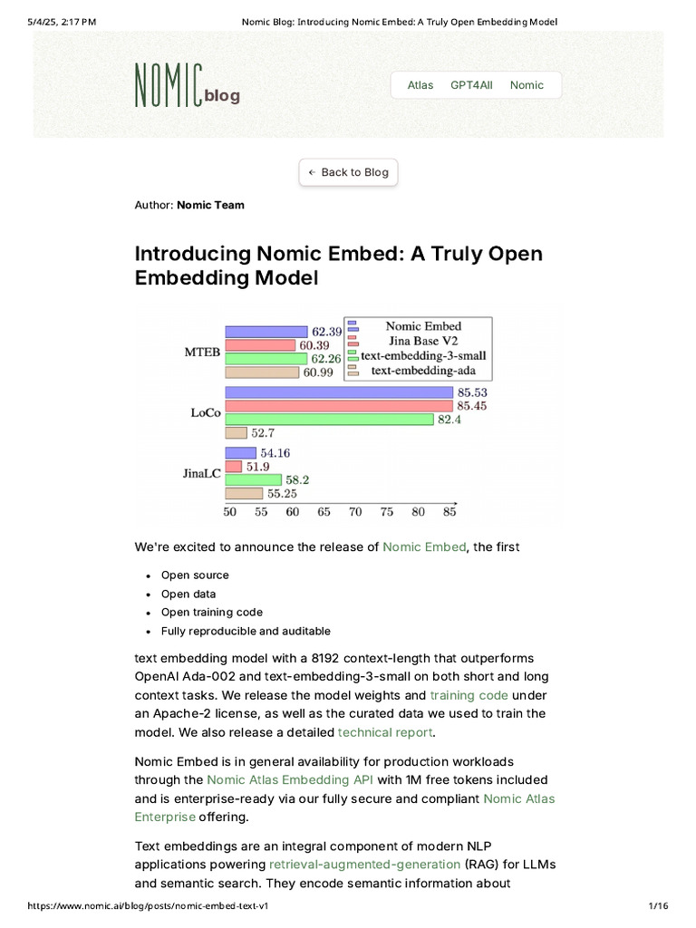 Nomic Embed: Open Source Embedding Model | PDF | Artificial ...