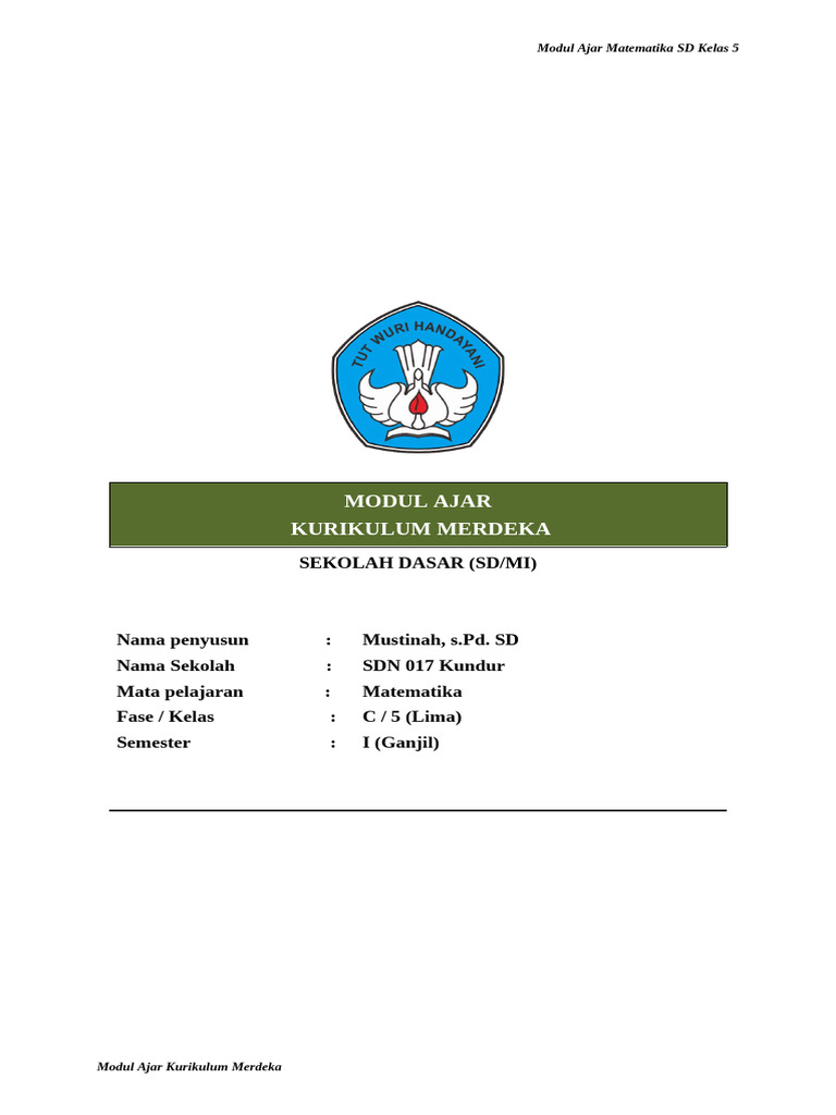 Modul Ajar Matematika Kelas 5 SD | PDF