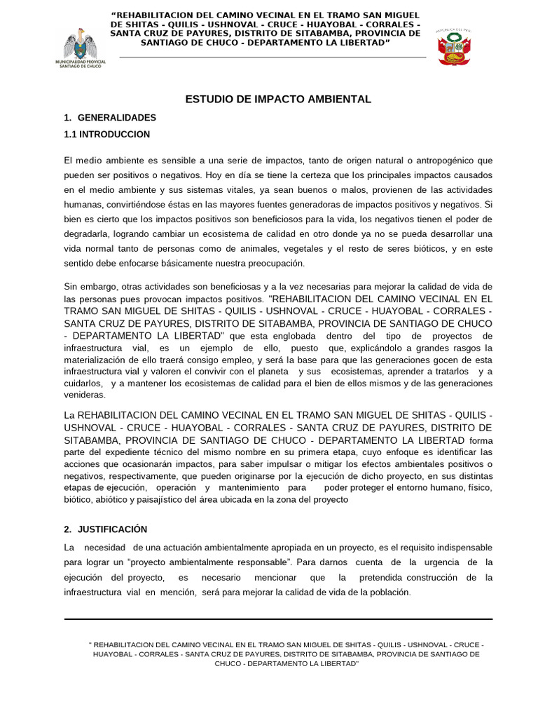 Estudio de Impacto Ambiental EIA | PDF | Evaluación de impacto ...
