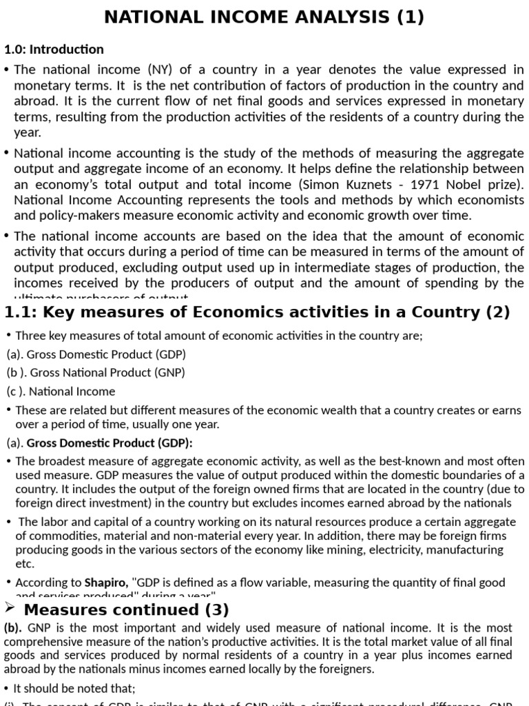 National Income Accounting Explained | PDF | Gross Domestic Product ...