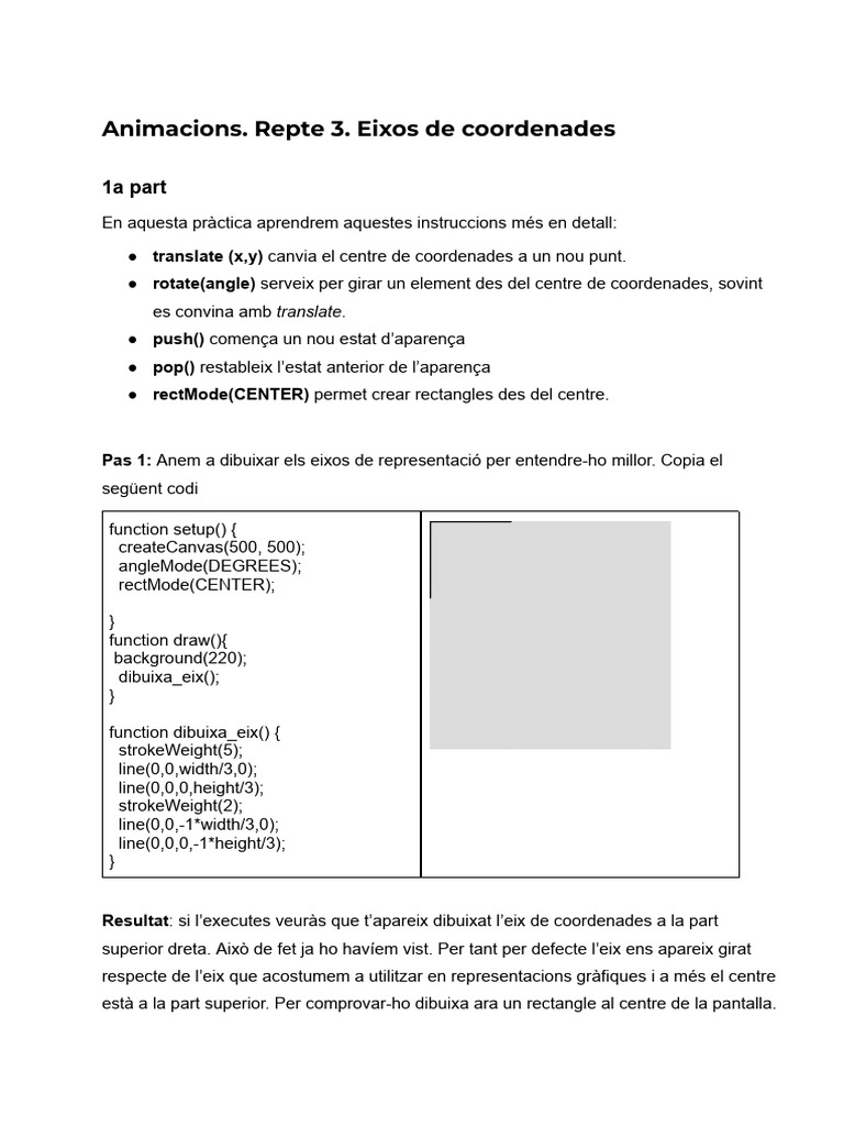 Animacions. Repte 3. Eixos de Coordenades | PDF