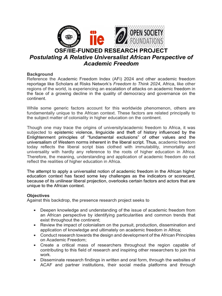 African Academic Freedom Research Initiative | PDF | Academic Freedom ...
