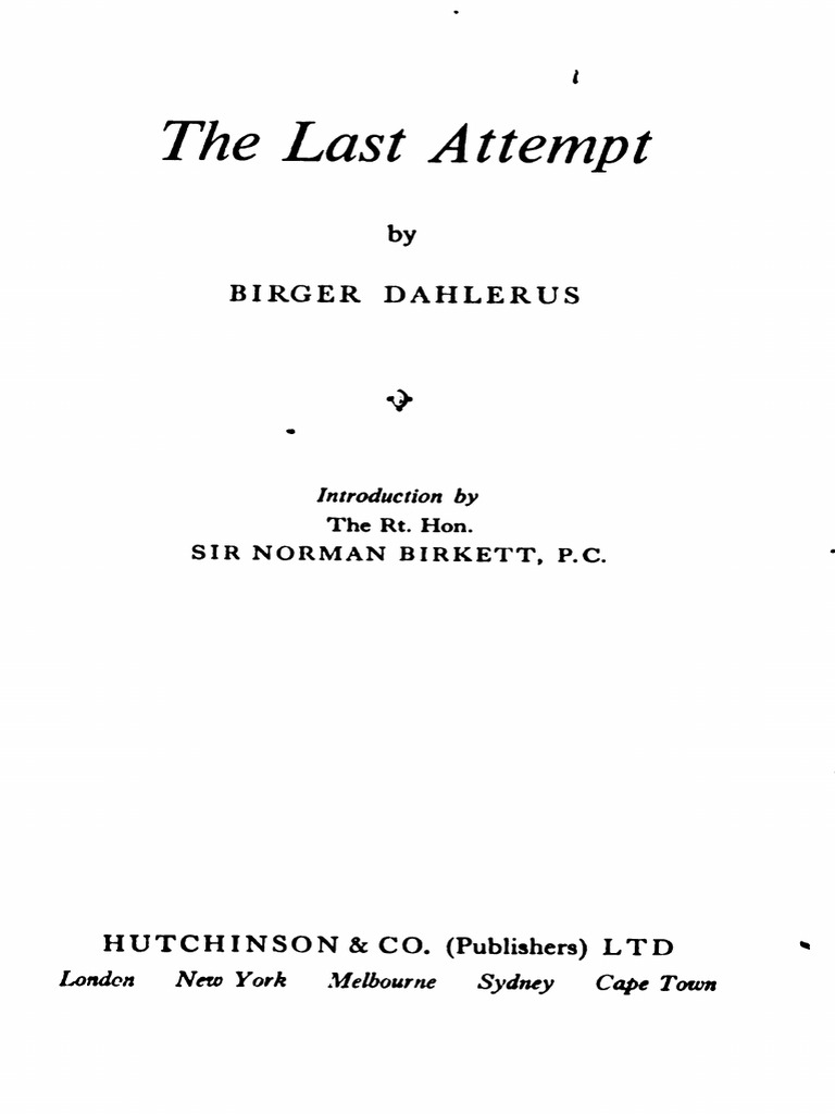 Dahlerus, Birger - The Last Attempt (1946) | PDF