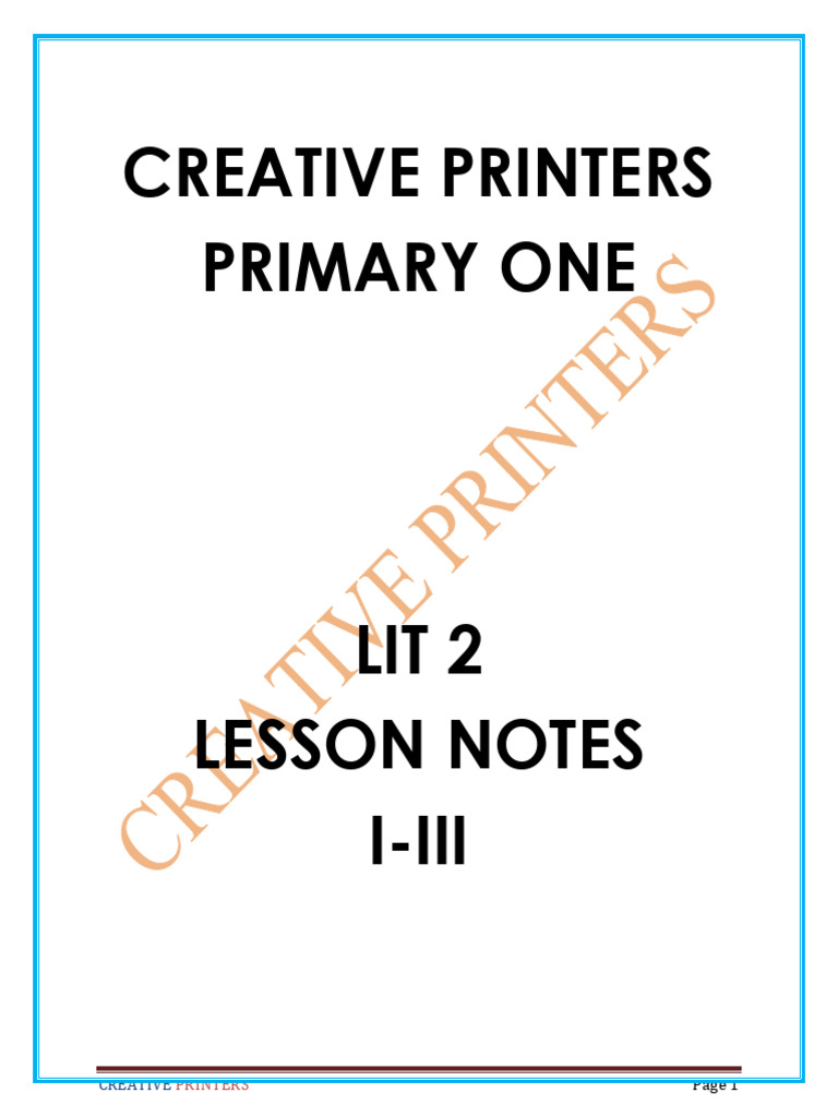 Creative Printers Lesson Notes P.1 | PDF | Plants | Hygiene