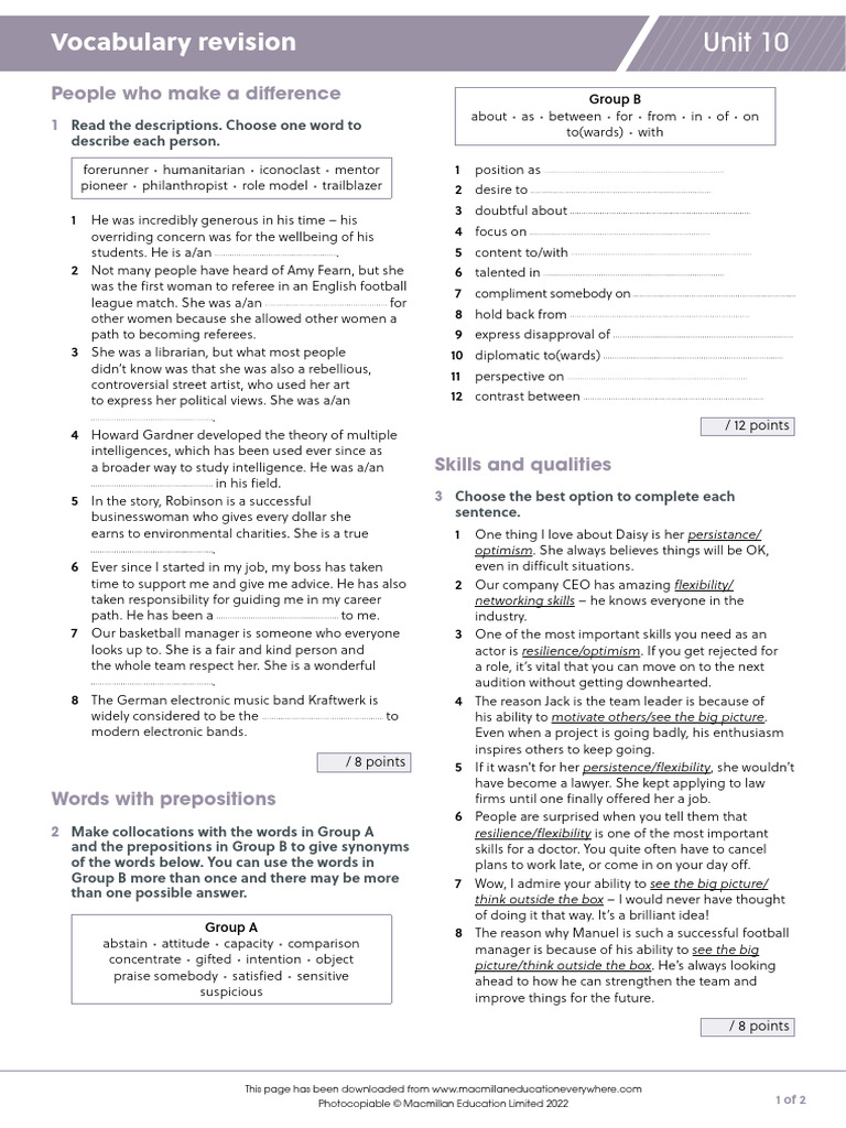 Grammar and Vocabulary Revision Guide | PDF