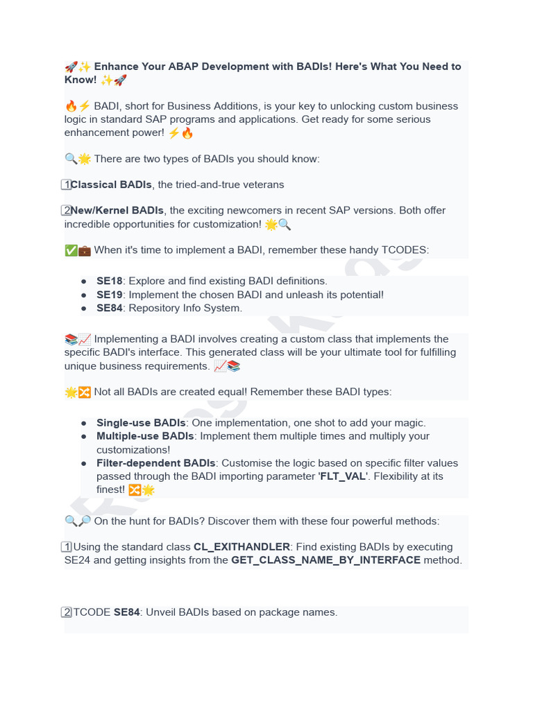 Understanding BADIs in ABAP Development | PDF | Kernel (Operating ...