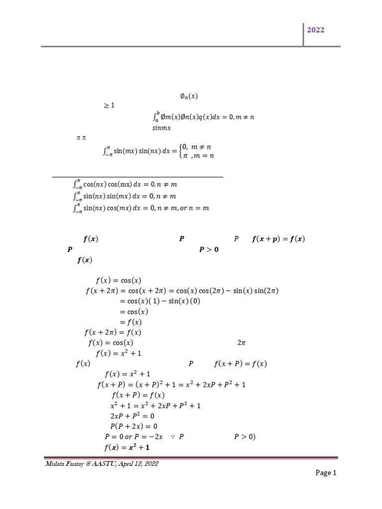 Chapter five Fourier series and Fourier Integrals | PDF | Fourier ...