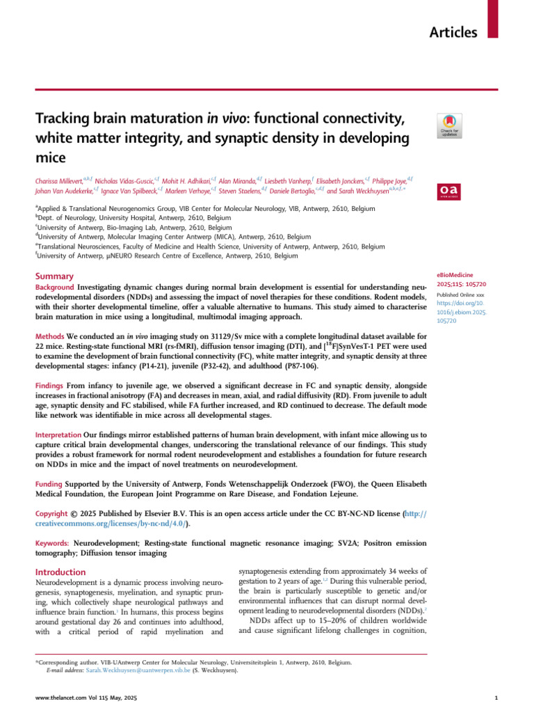 1 s2.0 S2352396425001641 Main | PDF | Cerebral Cortex | Positron ...