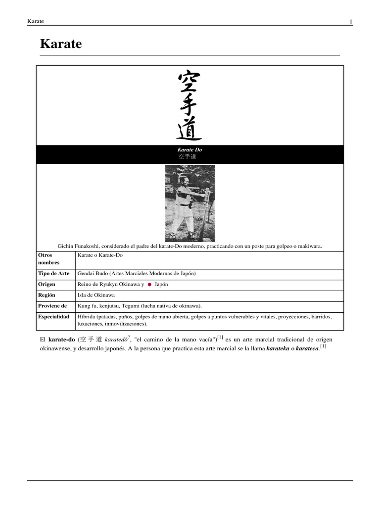 Historia y estilos del Karate-Do | PDF | Kárate | Kata