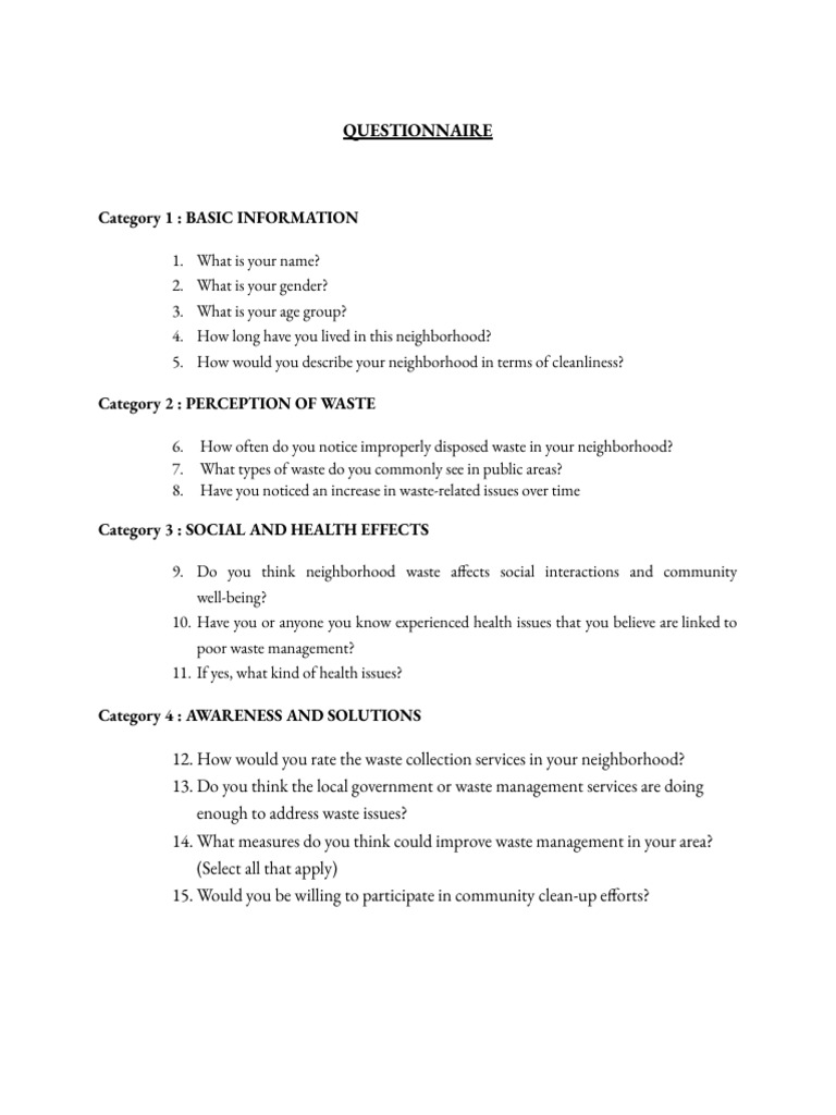 Evs Questionnaire | PDF