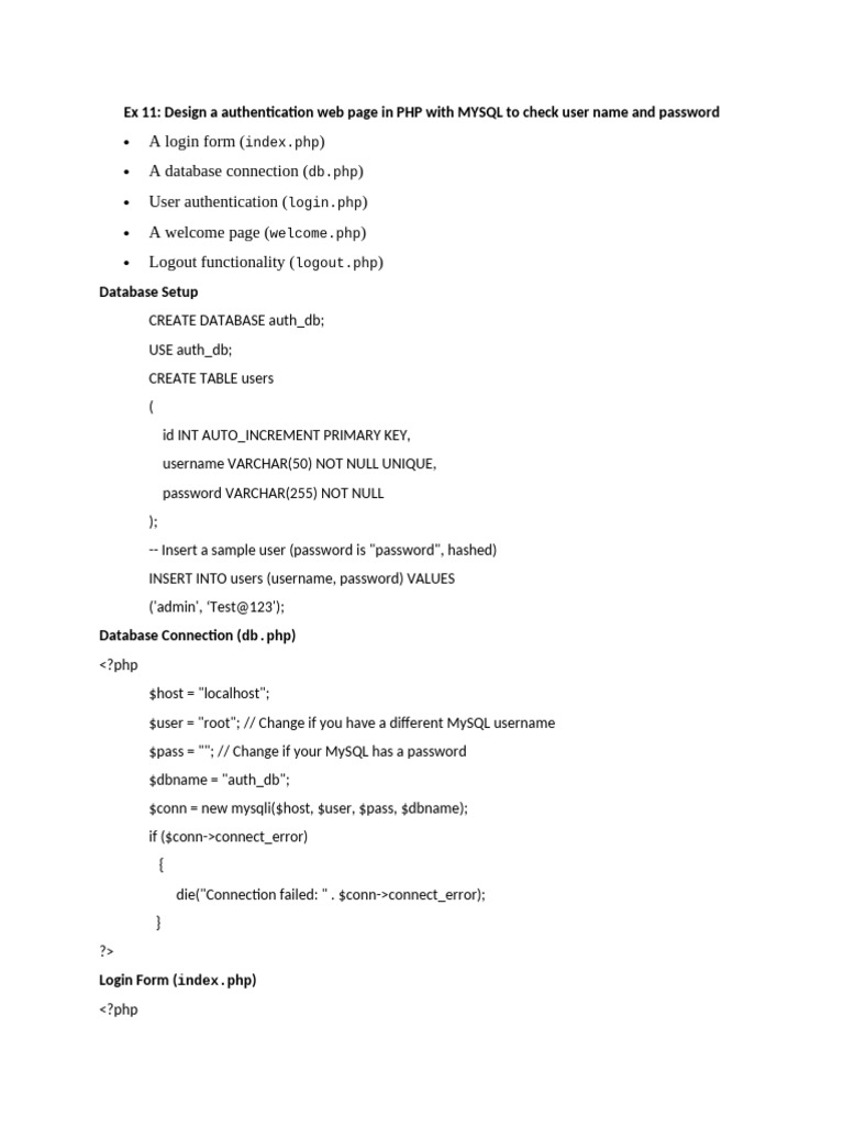 PHP MySQL User Authentication Guide | PDF | Password | User (Computing)