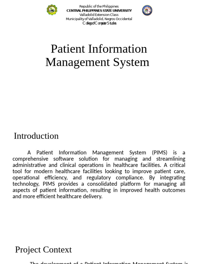 Patient Information Management System Presentation | PDF | Databases ...