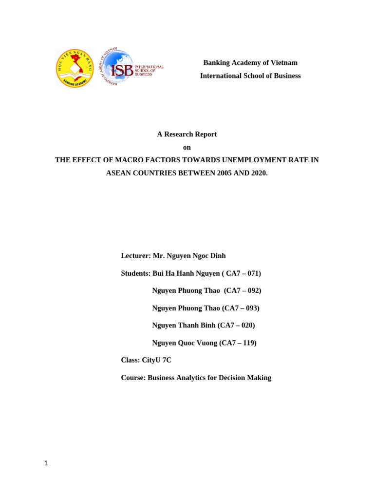 7C Group 5 BADM ASSIGNMENT | PDF | Macroeconomics | Unemployment