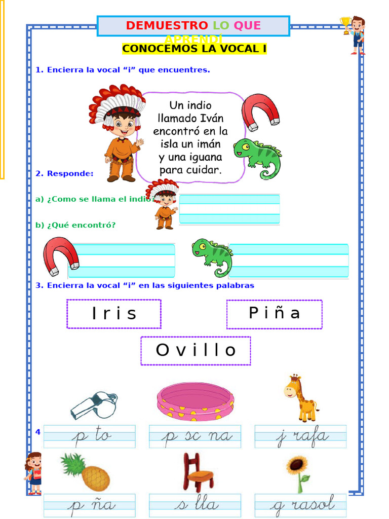 Actividades Interactivas con la Vocal I | PDF