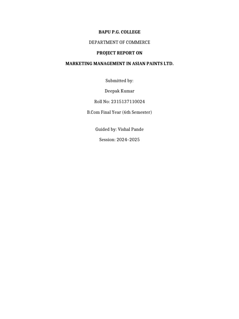 Marketing Management Asian Paints Expanded | PDF | Marketing | Brand