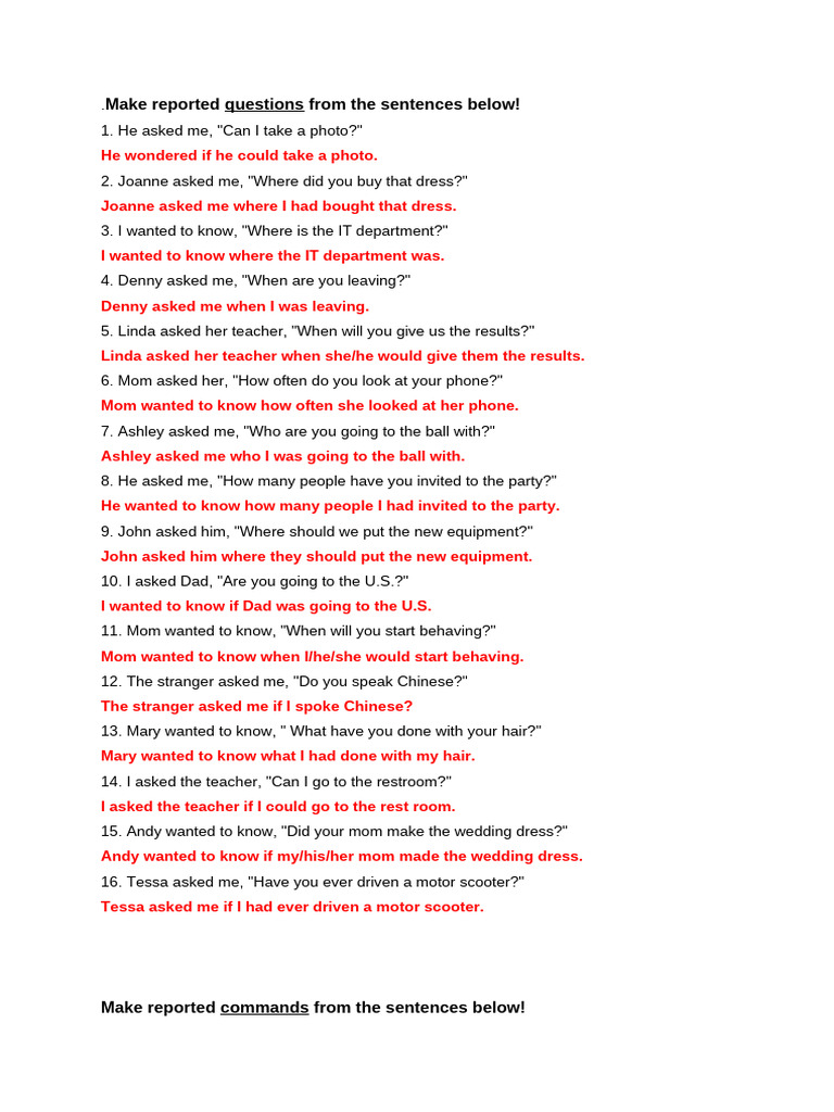 Reported Questions and Commands Guide | PDF