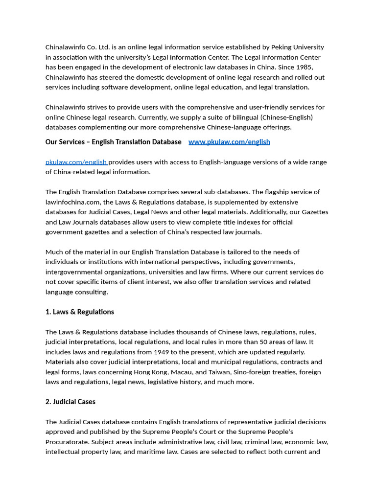 Comprehensive Chinese Legal Databases | PDF | China | World Politics