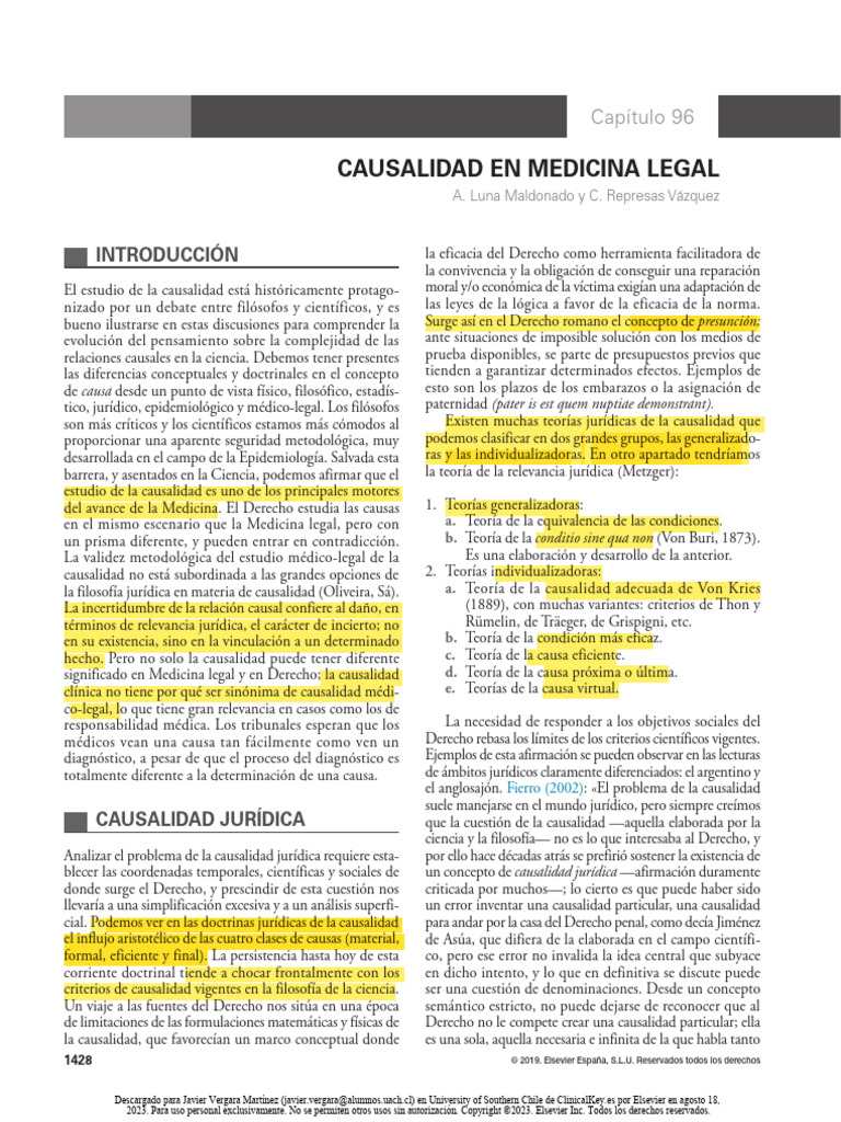 Causalidad en Medicina Legal y Derecho | PDF | Causalidad | Causalidad ...