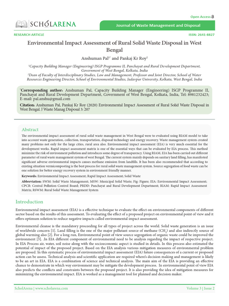 EIA of Rural Waste in West Bengal | PDF | Environmental Impact ...