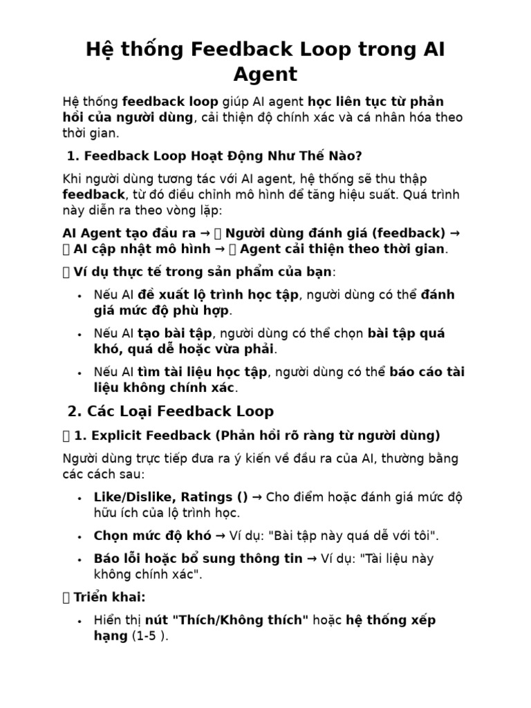 ? Hệ thống Feedback Loop trong AI Agent | PDF