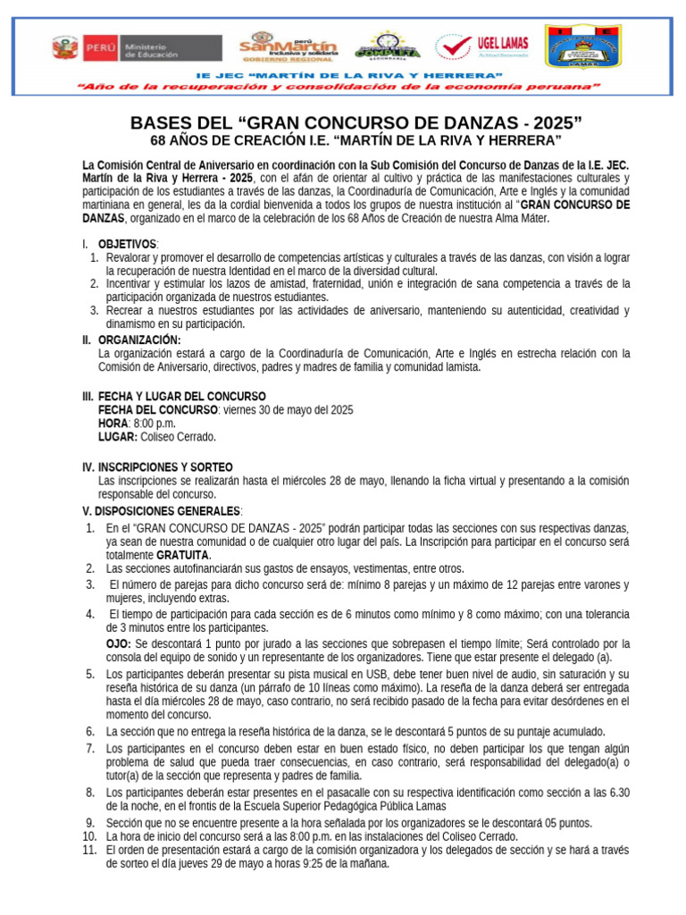 Bases del Gran Concurso de Danzas 2025 | PDF | Las artes escénicas