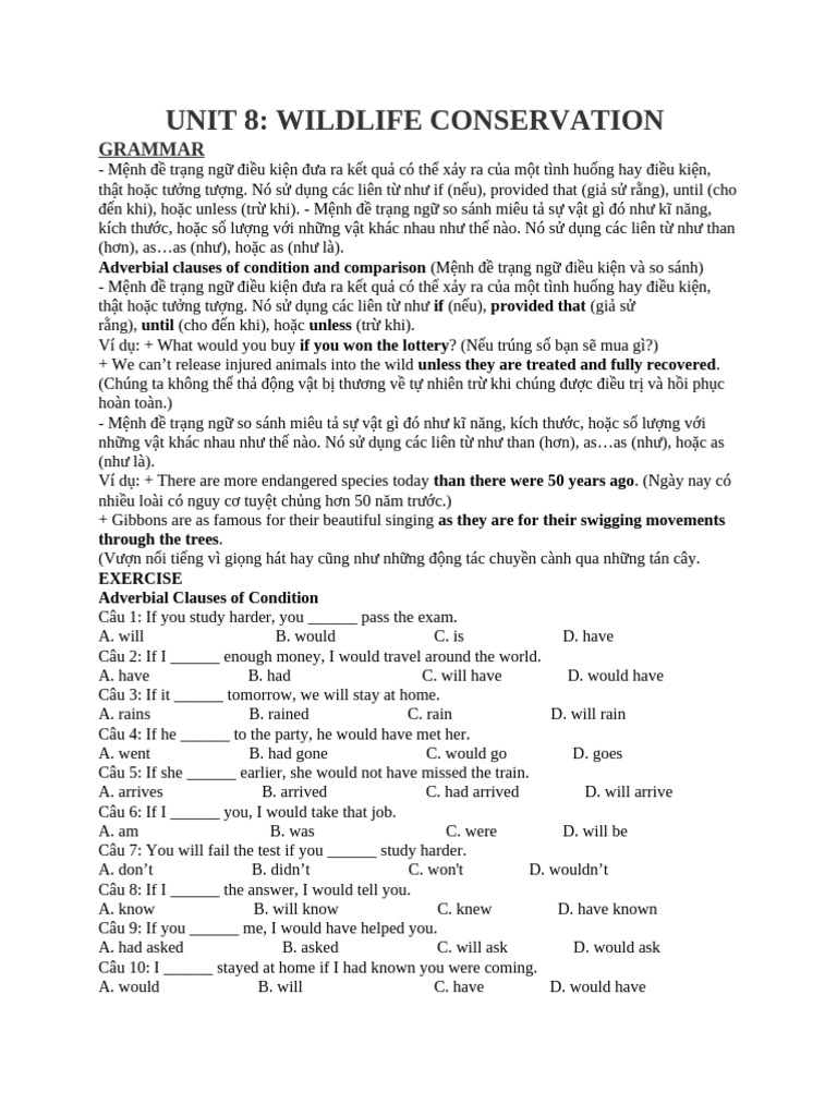 UNIT 8 Phu | PDF | Conservation Biology | Endangered Species