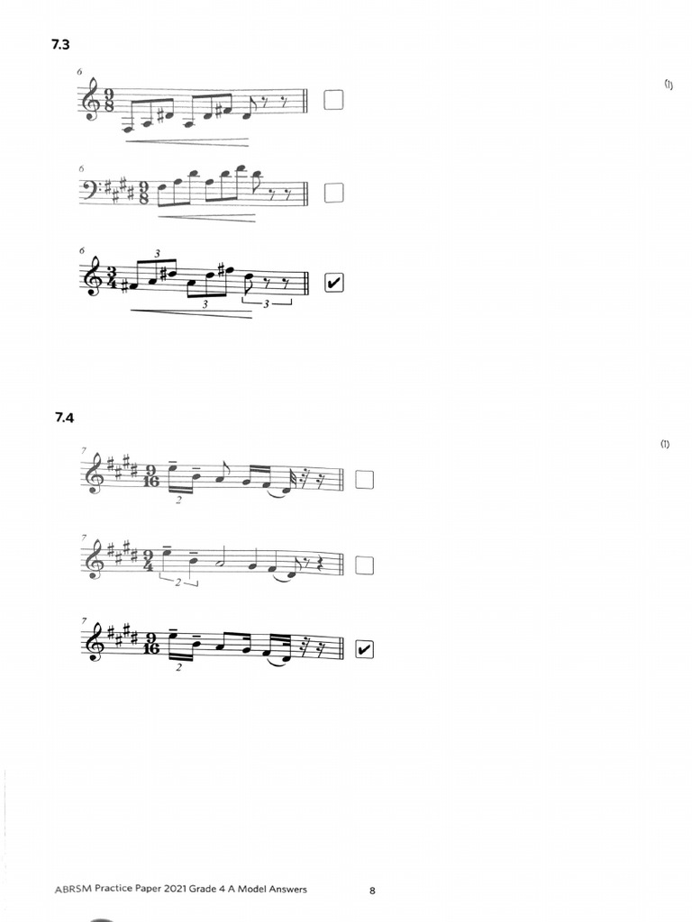 ABRSM Music Theory Practice Papers Answers 2021 8 | PDF