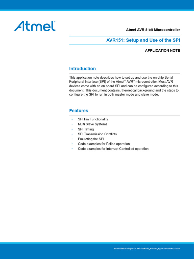 Atmel AVR SPI Setup and Usage Guide | PDF | Computer Engineering ...