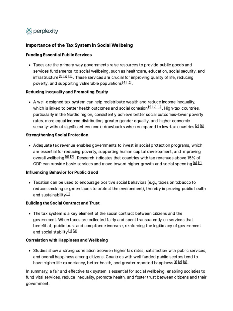 Importance of The Tax System in Social Wellbeing | PDF | Taxes ...