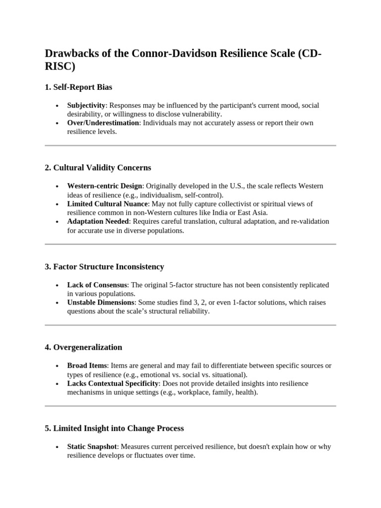 Drawbacks of The Connor | PDF | Psychological Resilience | Cognition