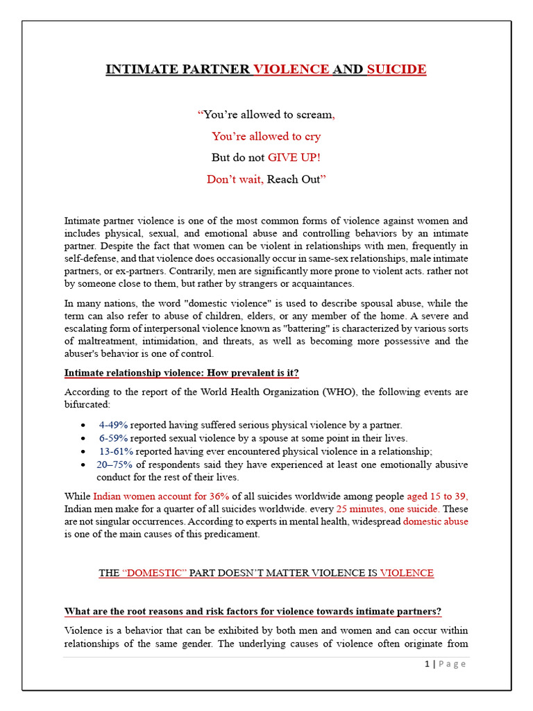 Intimate Partner Violence and Mental Health | PDF | Violence | Domestic ...