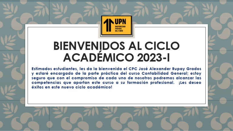 Bienvenidos Al Ciclo Académico 2023-I | PDF