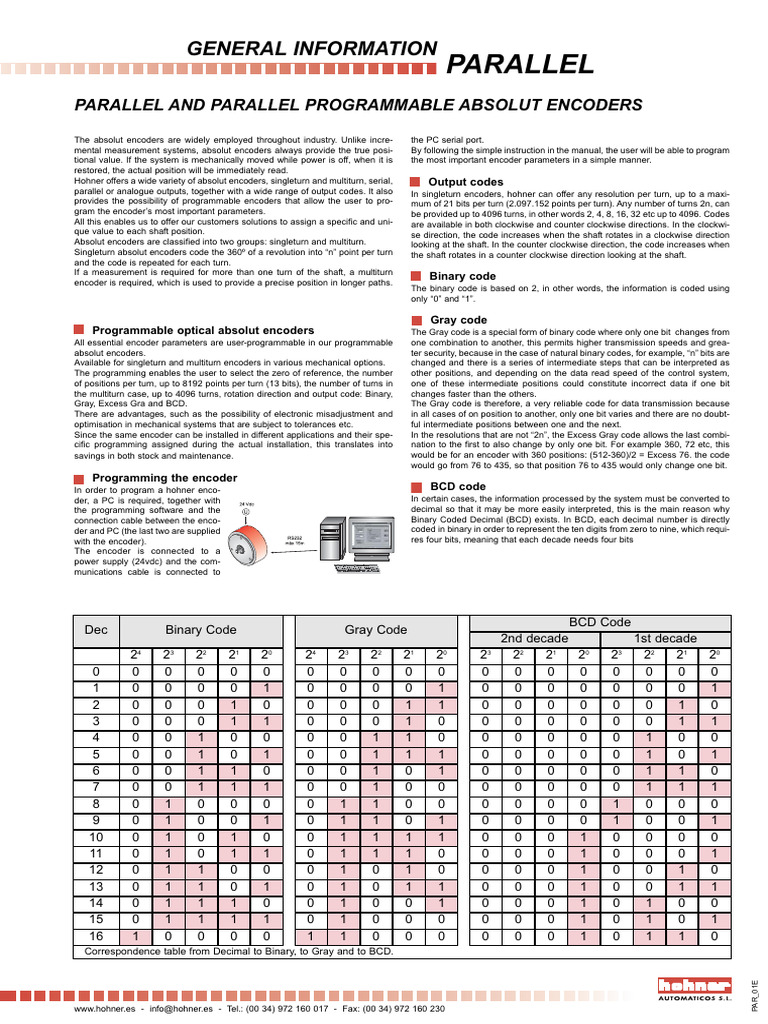 Hohner Serie 58 Parallel Encoders | PDF | Binary Coded Decimal | Computing