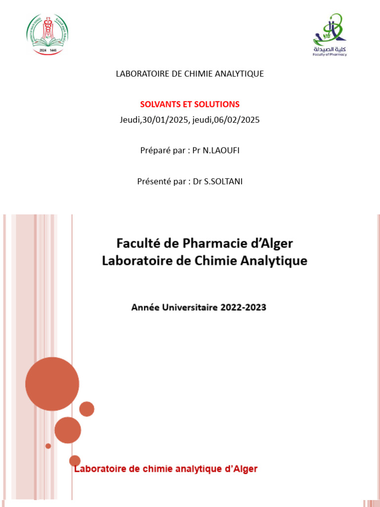 Solvants et Solutions en Chimie Analytique | PDF | Polarité (chimie ...