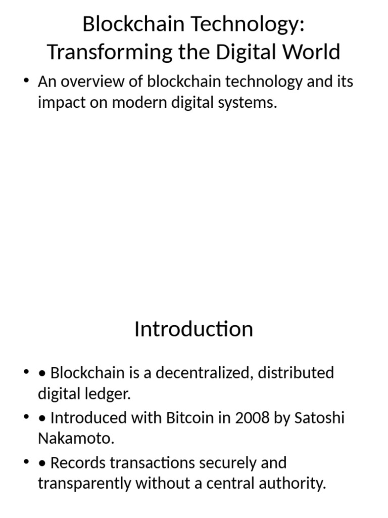 Blockchain Technology Presentation | PDF