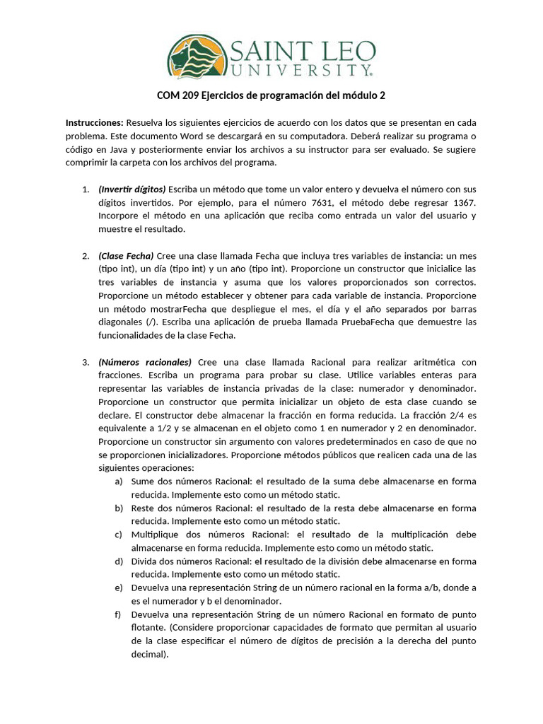 COM 209 M2 Ejercicios de Programación | PDF | Programa de computadora ...
