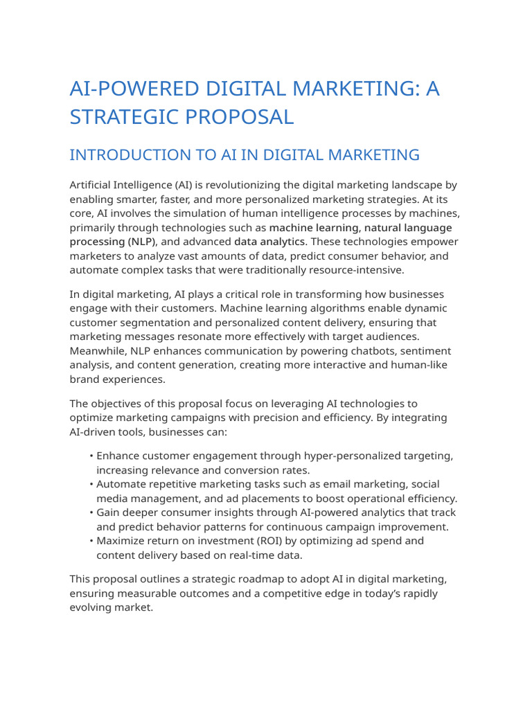 AI in Digital Marketing Proposal | PDF | Artificial Intelligence ...