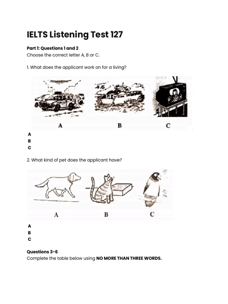 IELTS Listening Test 127 Overview | PDF
