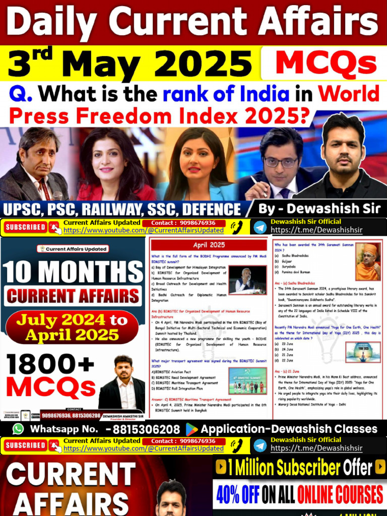 Current Affairs Highlights May 2025 | PDF | Government Of India