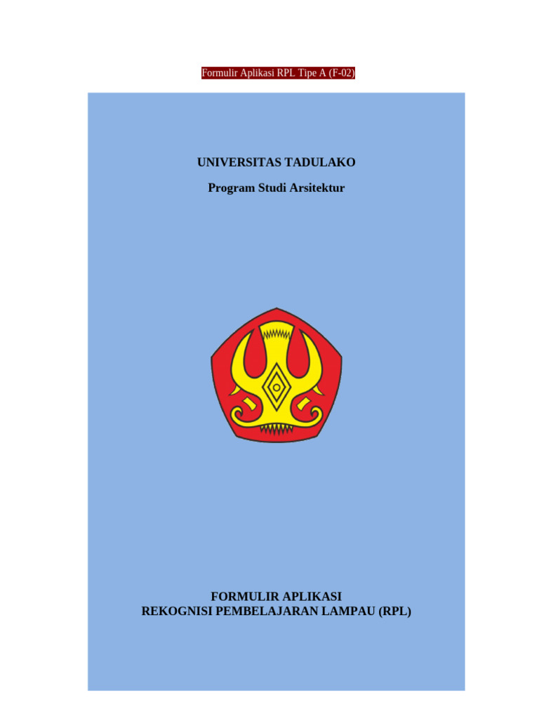 Formulir RPL S1 Arsitektur Untad | PDF
