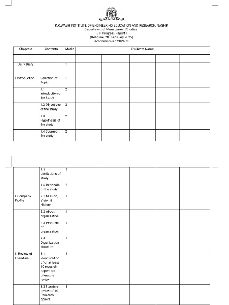 SIP Progress Report I - AY 24-25 | PDF