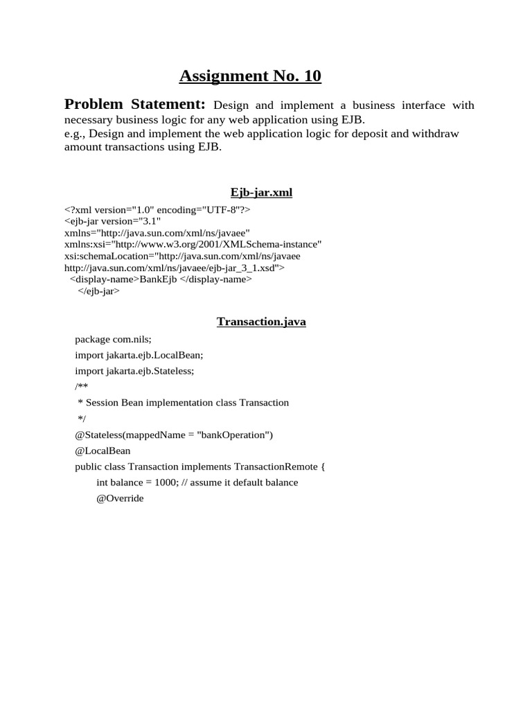 EJB-Based Banking Transaction Logic | PDF | Java Enterprise Platform ...