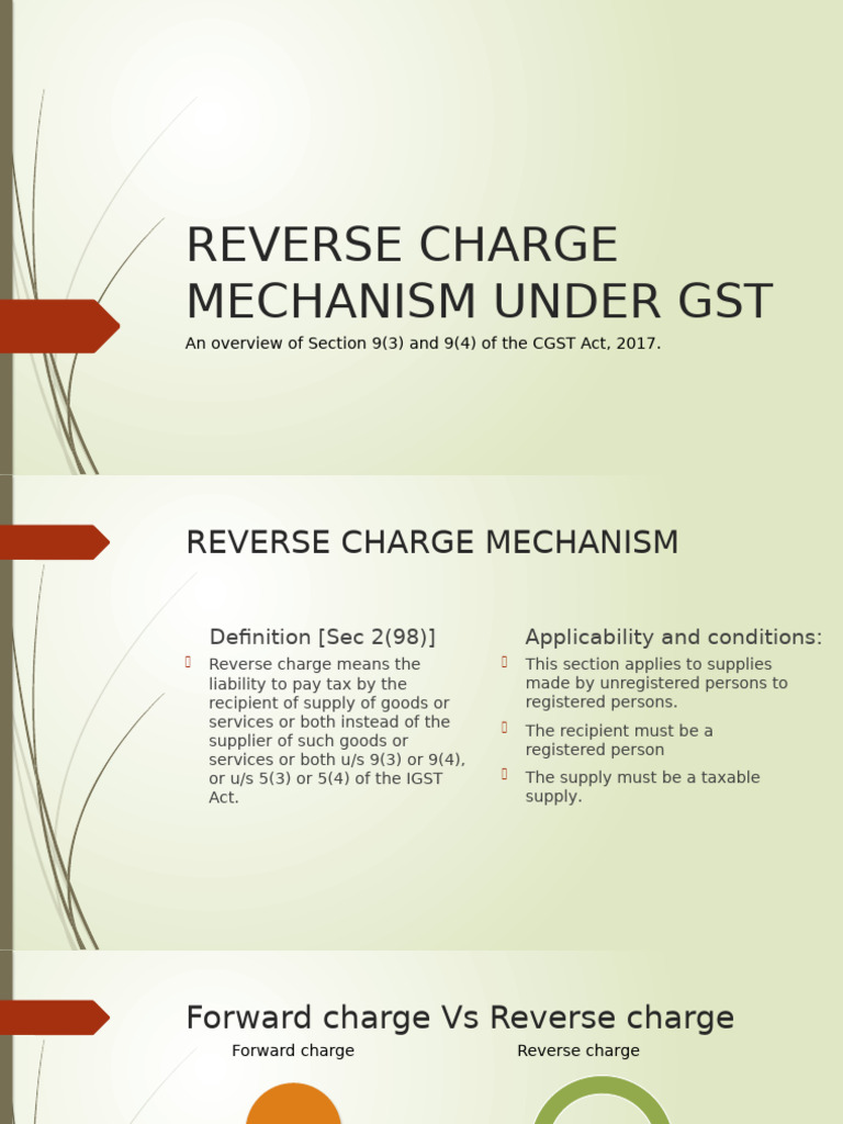 GST Reverse Charge Mechanism Explained | PDF | Taxes | Loans