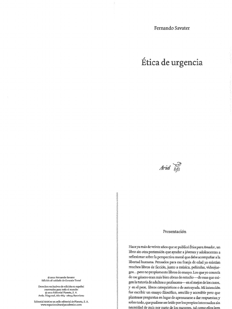 Ética de Urgencia: Reflexiones de Savater | PDF | Sociedad | Libertad