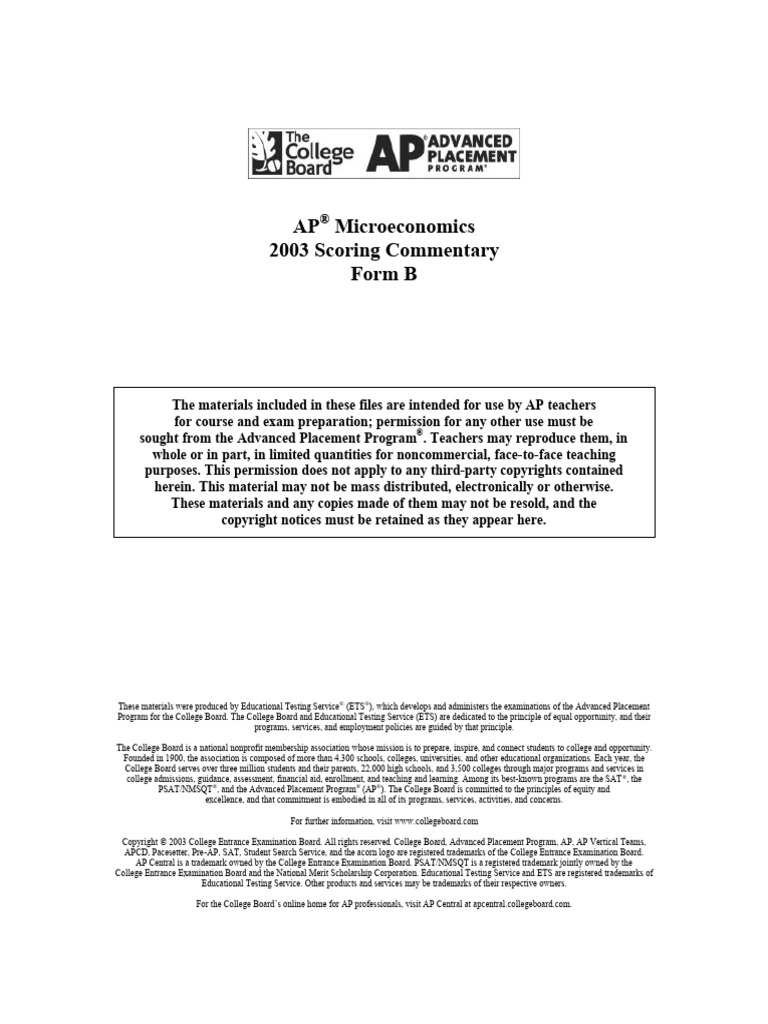 2003 AP Microeconomics Scoring Guide | PDF | Advanced Placement | Business