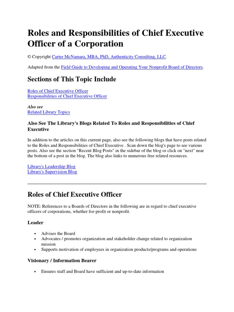 Corporate Executive Roles And Responsibilities – TWLPP
