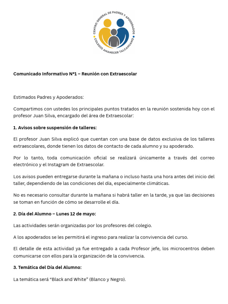 Comunicado Informativo N°1 - 20250429 - 154609 - 0000 | PDF
