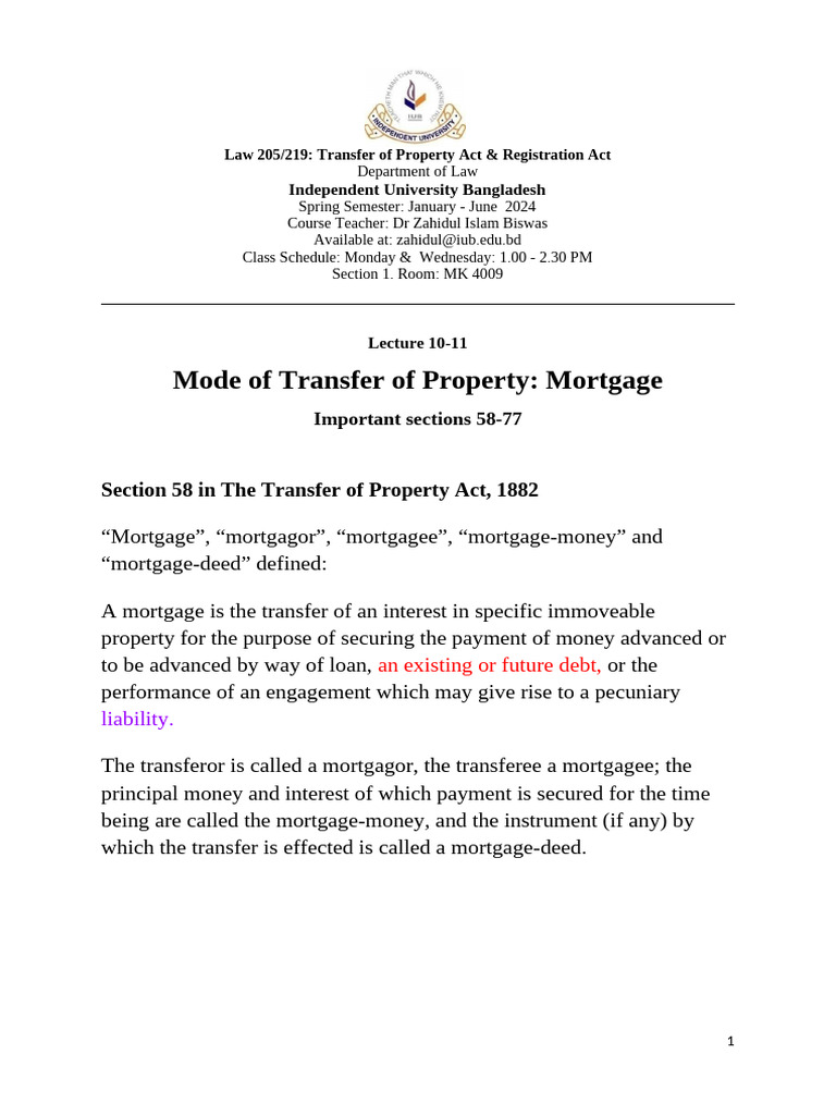 TP Lecture 10-11 Mortgage | PDF | Mortgage Law | Mortgages