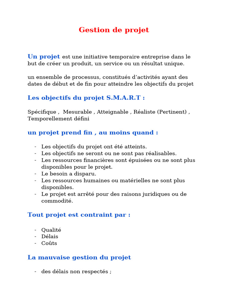 Gestion de projet : méthodes et enjeux | PDF | Gestion de projet ...