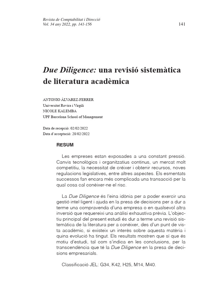 Due Diligence Una Revisio Sistematica de Literatura Academica ...
